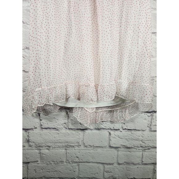 Tendenze Tank Top 100% Silk Blouse White Pink Polka Dot Sheer Silk NWT Med - Picture 7 of 8